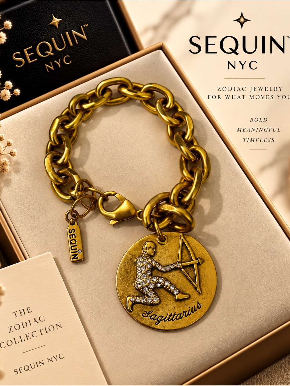 Sagittarius Gold Zodiac Charm Bracelet - Women's Jewelry